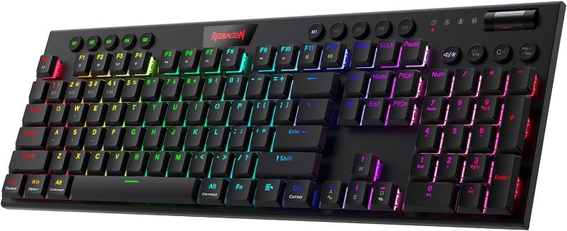 Photo 1 of Redragon K618 PRO 3-Mode Wireless RGB Mechanical Keyboard, BT/2.4Ghz/Wired Low Profile Win/Mac Gaming Keyboard w/Ultra-Thin Design, Dedicated Media Control & Linear Red Switch
