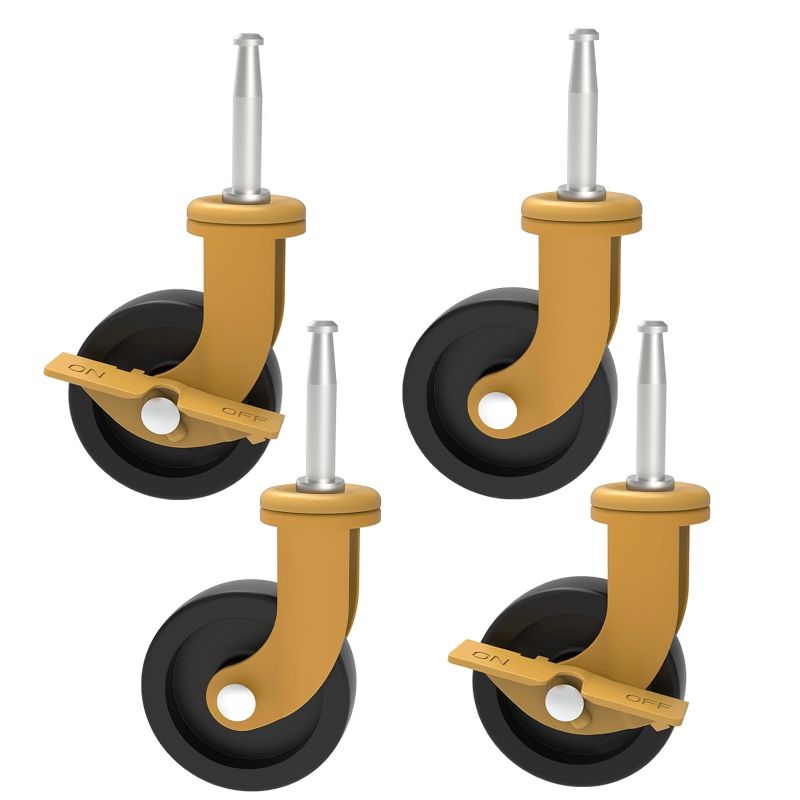Photo 1 of 2.5-Inch Replacement Wheels for Shop-Vac (Set of 4), Stem 8mm x 38mm or 5/16 Inch x 1.5 Inch Swivel Caster Wheel (2 Swivel & 2 Locking Brakes) - Yellow
