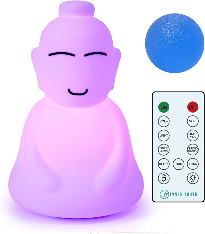 Photo 1 of INNER TRUTH Meditation with Buddha Kit - 3 in 1 Guided Breathing Calm Down Buddha Anxiety Relief Device + Stress Ball. Stress Relief and Mindfulness Gifts. ADHD Tools for Adults & Kids. Yoga Gifts
