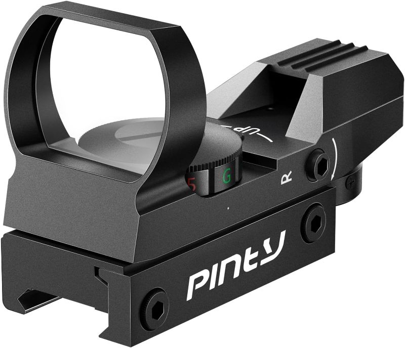 Photo 1 of Pinty Red Green Dot Sight Reflex Tactical Riflescope 4 Reticle Patterns with 20mm Free Mount Rails
