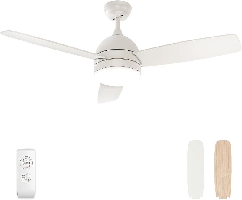 Photo 1 of warmiplanet Ceiling Fan with Lights Remote Control, 48-Inch, White, Silent Motor, 3-Blades
