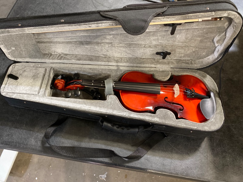 Photo 2 of Eastar Violin 4/4 Full Size for Adults, Violin Set for Beginners with Hard Case, Rosin, Shoulder Rest, Bow, and Extra Strings (Imprinted Finger Guide on Fingerboard), EVA-2
