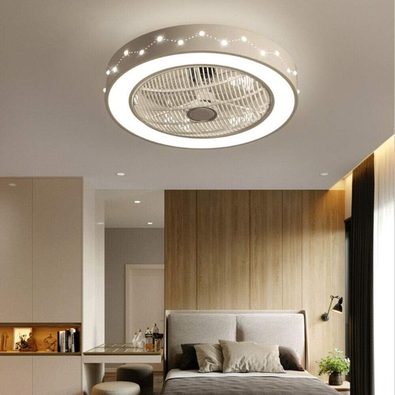 Photo 1 of TFCFL 22'' Ceiling Fan with Light,Enclosed Round LED Ceiling Light Fan with Invisible Blades,Dimmable Flush Mount Remote Control 3 Speed & 3 Color Fan for Bedroom,Kids Room(Constellation Fan Lamp)
