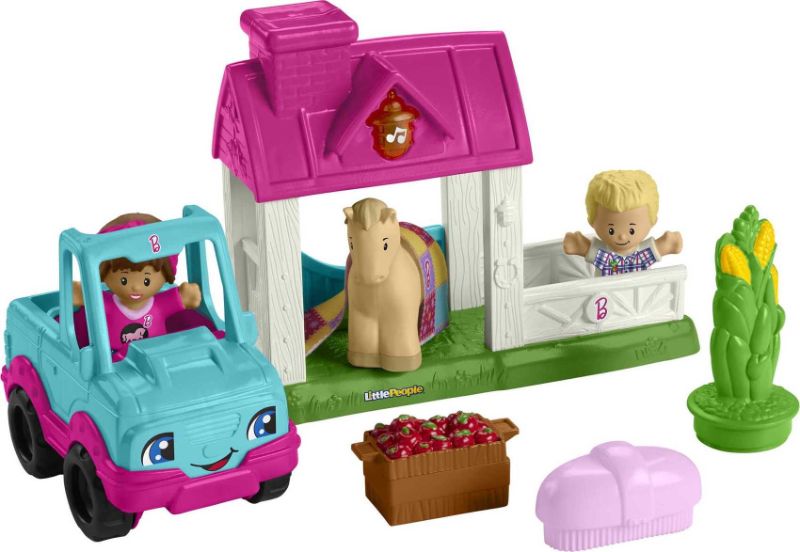 Photo 1 of Fisher-Price Little People Barbie Horse Stable Toddler Playset with Light Sounds & 7 Pieces

