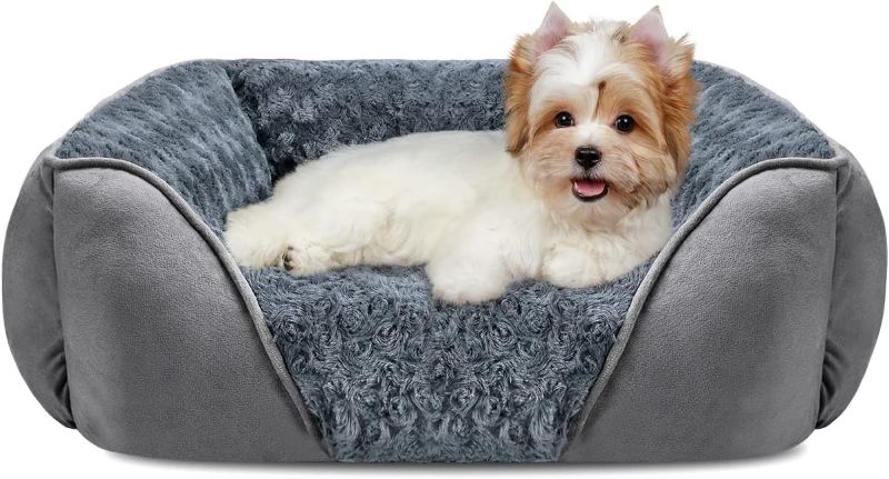 Photo 1 of INVENHO Dog Bed for Large Medium Small Dogs/Puppy, Rectangle Washable, Orthopedic, Soft Calming Sleeping Durable Pet Cuddler with Anti-Slip Bottom S(20"x19"x6")

