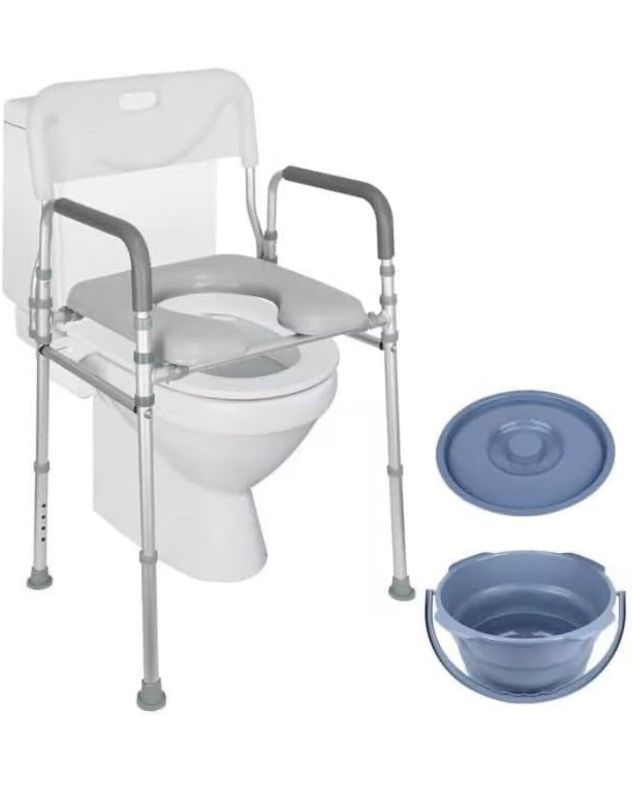 Photo 1 of Raised Toilet Seat with Handles and Back, 330lb Bedside Commode Chair
