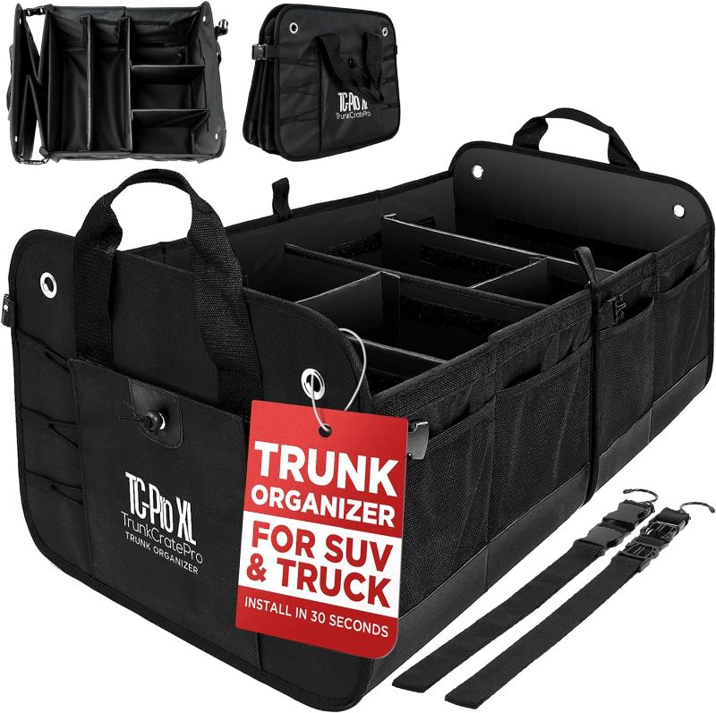 Photo 1 of TRUNKCRATEPRO Truck Bed Organizer | Trunk Organizer for SUV, Truck, Car | Extra Large Premium Expandable Compartments Lightweight Foldable Cargo Organizer, | Suv and Truck Organizer For Heavy Loads
