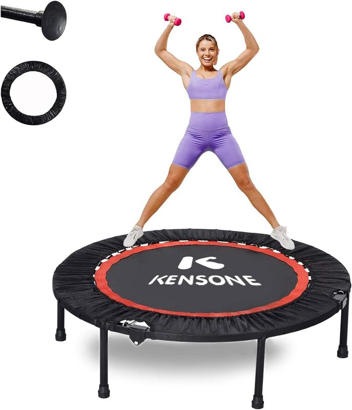 Photo 1 of KENSONE 40" Mini Trampoline Rebounder Trampoline for Adults Small Fitness Trampoline for Kids Bounce Exercise, 1 Extra Cotton Safety Pad Included, Max Load 330 LBS
