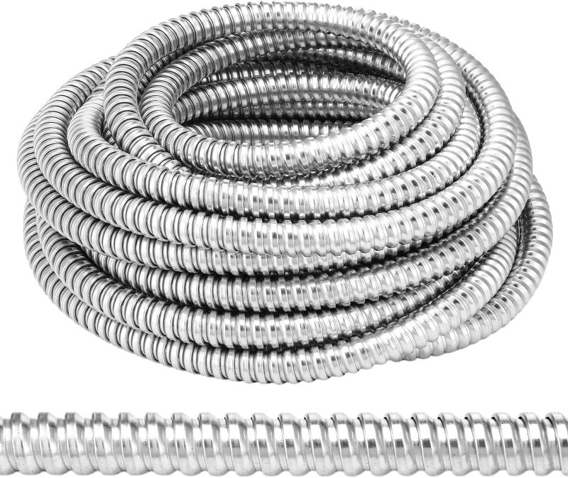 Photo 1 of Metal Flexible Conduit 50 ft Reduced Wall Flexible Conduit Galvanized Steel Outdoor Electrical Conduit for Greenfield Wiring (1 Inch)
