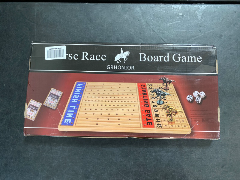Photo 2 of Large 21 inch Finish LINE Horse Racing Board Game is Equipped with 11 Luxury Metalcraft Horses Adult Chessboard Including 2 Sets of Dice and 2 Boxes of Cards (Flaming Color)
