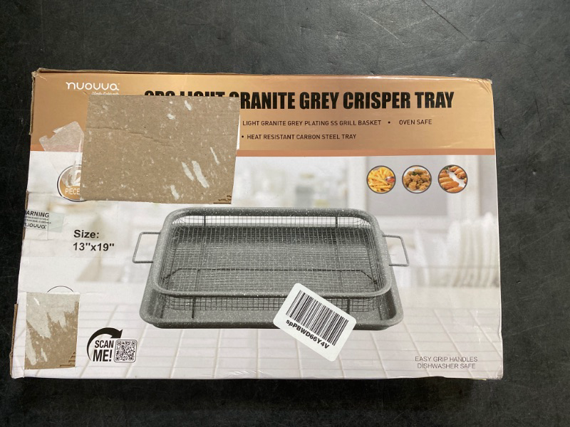 Photo 1 of Air Fryer Basket For Oven, Air Fryer Tray, Crisper Tray Non-Stick, Oven Baking Tray with Elevated Mesh, 2 Piece Set Extra Large 13"X19" Granite - by Nuovva
