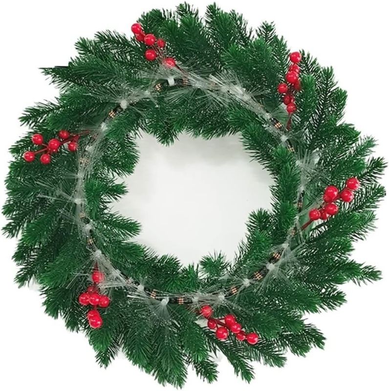Photo 1 of CAREG Christmas Door Wreath Festival Party Supplies Glowing Home Decoration Pine Cone and Berries Garland On Window Durable (Color : 09)
