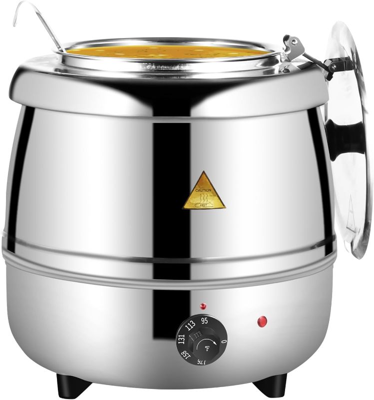 Photo 1 of Soup Warmers Commercial Food Warmers,AGKTER,Stainless Steel Insert Pot, Temperature Control - 10.5 Quarts, Ideal for Restaurants and Large Families (Stainless Steel, 10.5Qt/10L)
