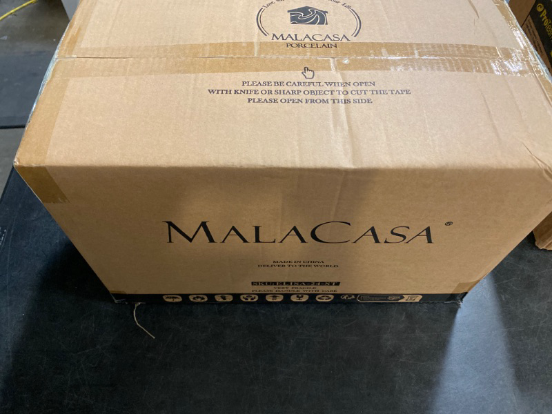 Photo 1 of MALACASA Dinnerware Sets, 24-Piece Porcelain Square Dishes - White with Silver Rim, Modern Dish Set for 6 - Plates and Bowls Sets, Ideal for Dessert, Salad, Soup and Pasta - Series ELISA
