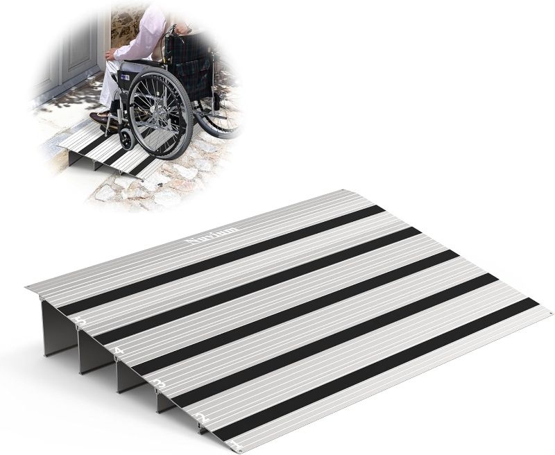 Photo 1 of 5" Rise Threshold Ramp, Aluminum Door Entry Ramp for Wheelchairs, 800lbs Load Capacity, Adjustable Temporary or Permanent Ramps for Scooters, Walkers, Canes, Crutches
