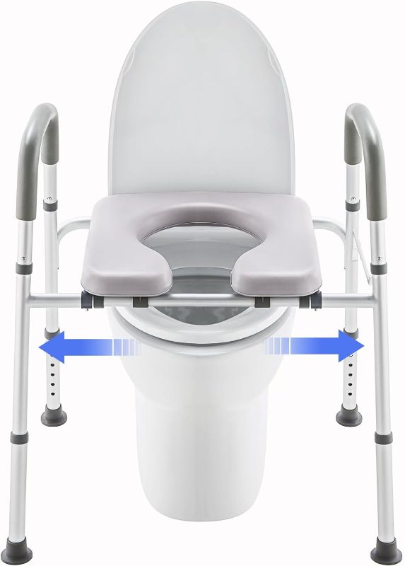 Photo 1 of Raised Toilet Seat with Handles 350lb, Adjustable Width/Height Elevated Toilet Seat Riser, Safety Toilet Riser & Commode Chair for Seniors, Handicap, Pregnant
