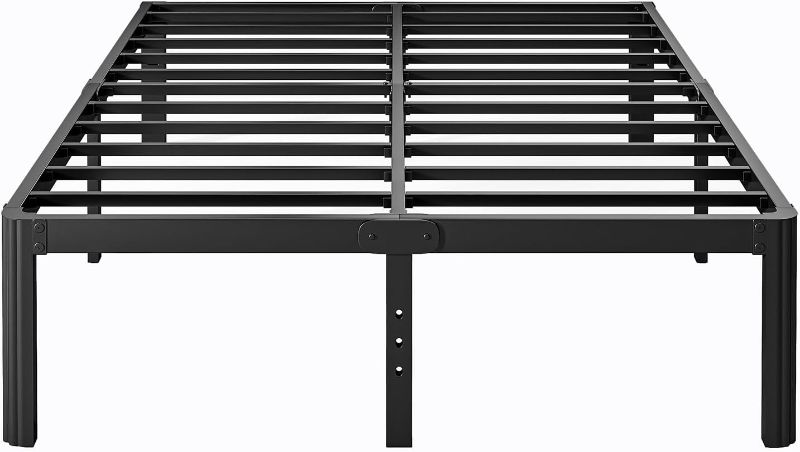 Photo 1 of 14 Inch High Platform Metal Queen Size Bed Frame, Queen Bed Frame no Box Spring Needed, Easy Assembly, Heavy Duty, Noise Free, Black
