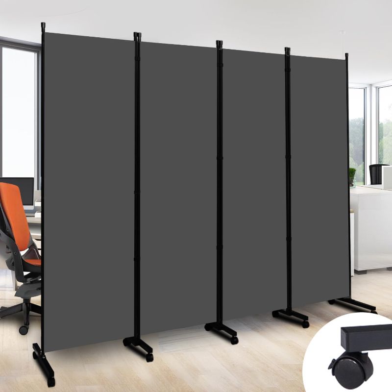 Photo 1 of Room Divider Portable Wall Divider for Room Partition, Upgarded Design Privacy Room Divider Panel W/Wheels, 4 Panel Room Dividers Screen 6FT Room Partitions and Dividers Freestanding Room Separators
