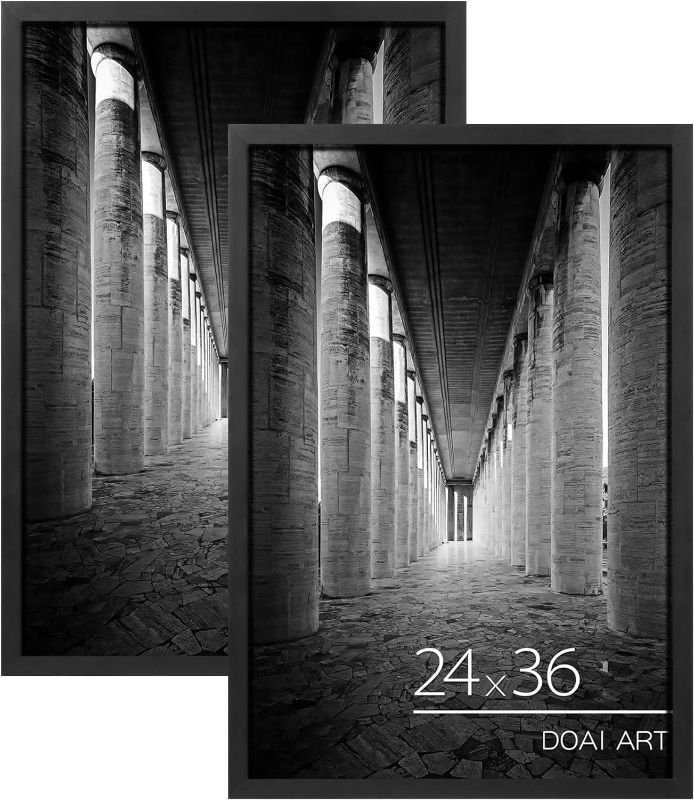 Photo 1 of DOAI ART 24x36 Poster Frame Black 2 Pack, Poster Frames 24 x 36 inches or 24x36 Picture Frames with HD Plexiglass for Horizontal or Vertical Wall Mounting, Durable Scratch-proof Safe and Artistic
