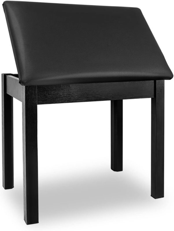 Photo 1 of Piano Bench with Padded Cushion and Storage, Wooden Keyboard Bench Piano Bookcase Stool Chair Seat Waterproof, 21.5X 13x19.3 Black
