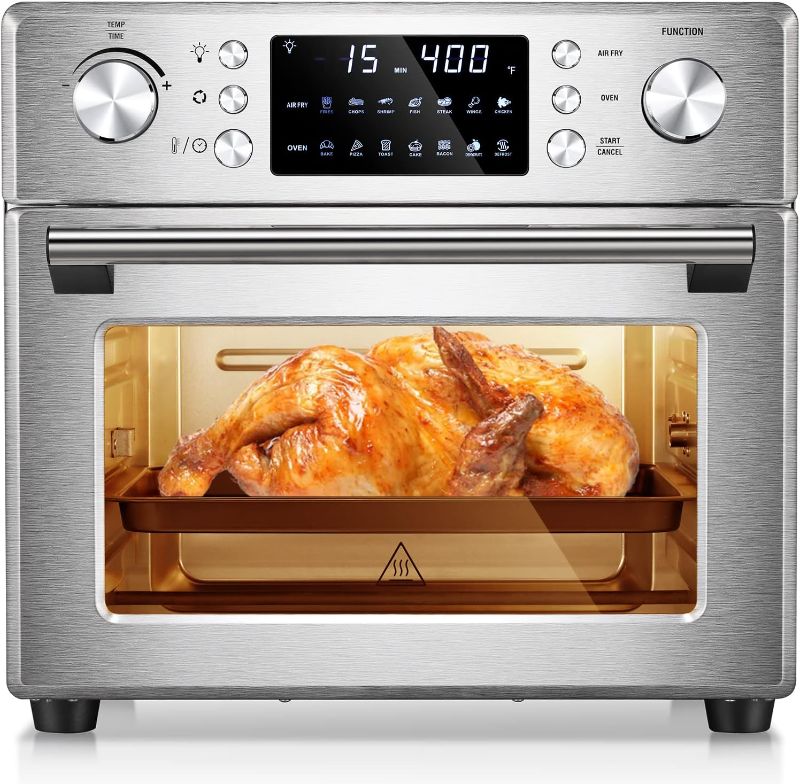 Photo 1 of R.W.FLAME 26.4QT Air Fryer Oven, 2 in 1 Toaster Oven Air Fryer Combo, Stainless Steel Rotisserie Air Fryer with Rotisserie & Dehydrator, Countertop Toaster Ovens for Family
