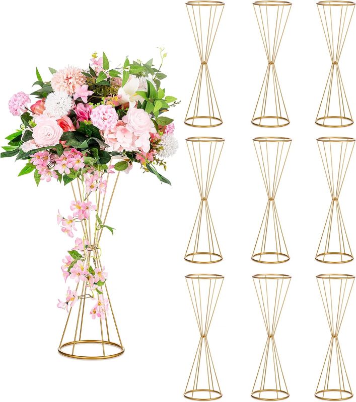 Photo 1 of Sziqiqi Gold Wedding Table Centerpiece Tall - 27in Floral Centerpieces for Tables Metal Vases Centros de Mesa para Bodas
