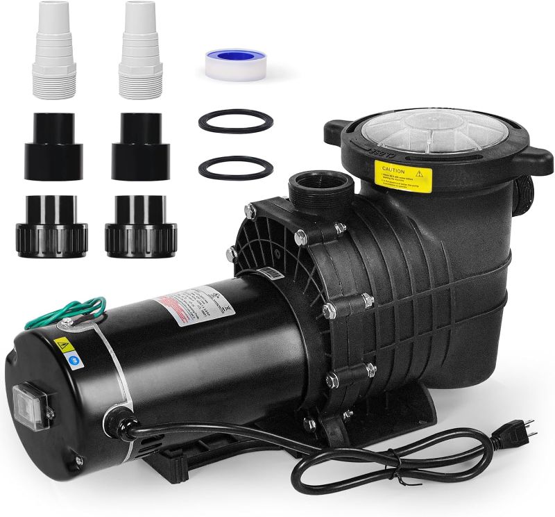 Photo 1 of Pool Pump Inground, 2HP 6825GPH Swimming Pool Pump, 110/220V Dual Voltage Inground/Above Ground Pool Pump, Self Primming Pool Pump with Strainer Basket, 1.25" and 1.5" Pipe Fitting

