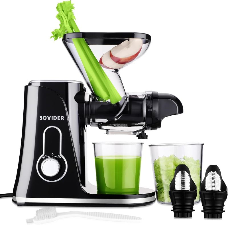 Photo 1 of Cold Press Juicer Machine with Dual Feed & Dual Filters-SOVIDER Compact Slow Masticating Juicer- Mini Juicer Machines Saves Space - Easy Clean with Brush, Reverse Function,Low Noise
