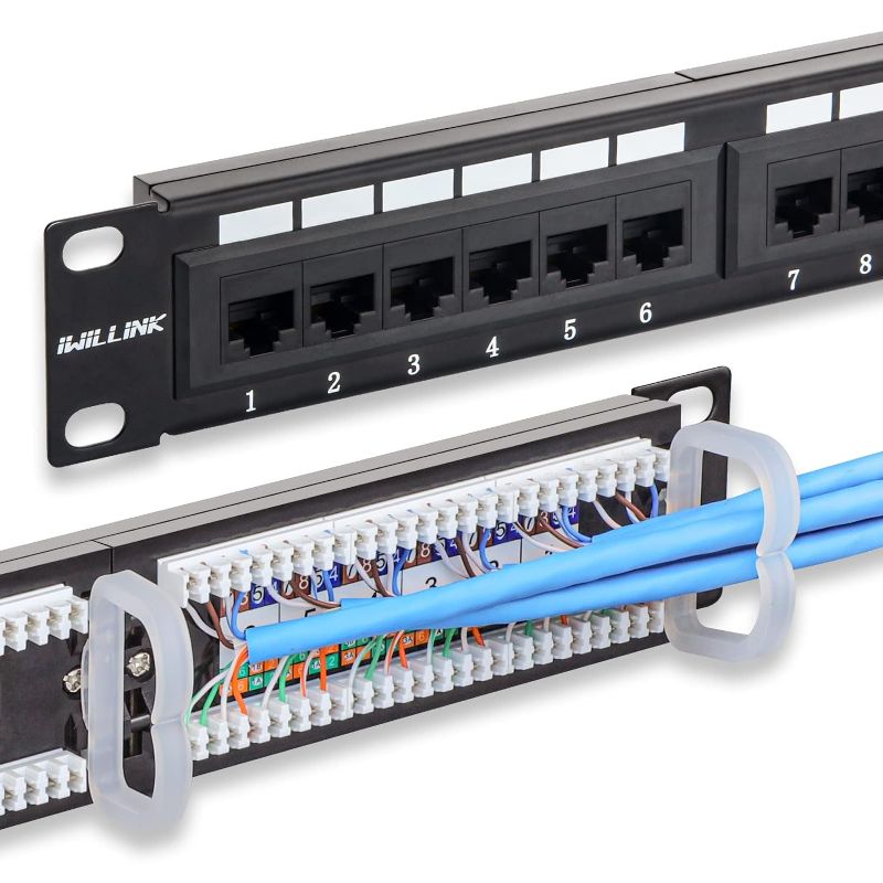 Photo 1 of iwillink 24 Port Patch Panel, Cat6 Patch Panel, RJ45 Keystone Network Patch Panel Rackmount or Wall Mount for Gigabit Network Switch and Other Ethernet Devices
