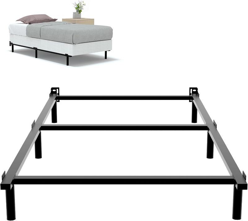 Photo 1 of Twin Bed Frame 7 Inch Twin Size Metal Bed Frame for Box Spring and Mattress, Tool-Free Heavy Duty Bedframe Easy Assembly Box Spring Base Black
