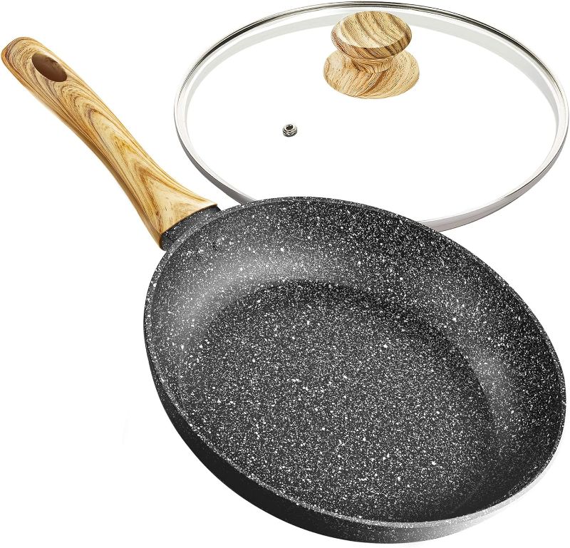 Photo 1 of MICHELANGELO Nonstick Frying Pan with Lid, 12 Inch Frying Pan with Stone Coating, Large Frying Pan Granite with Bakelite Handle, Induction Compatible
