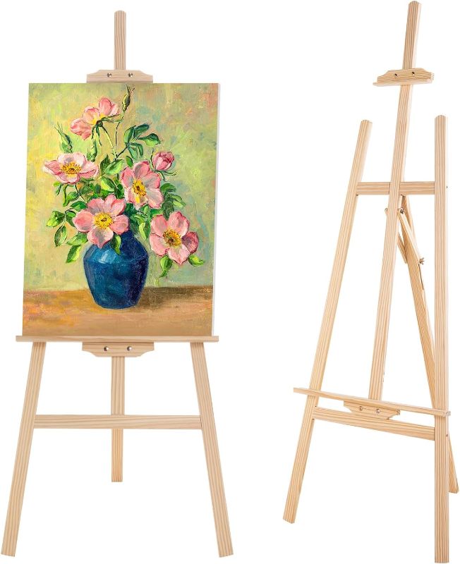 Photo 1 of Falling in Art Easel Stand for Painting, Adjustable Wooden Easels for Painting Canvas Up to 42", Folding Art Easel for Drawing, Wedding Sign and Poster, Suitable for Kids and Adults
