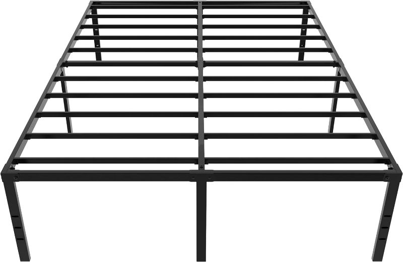 Photo 1 of 14 Inch Bed Frame Queen Size, No Box Spring Needed, Queen Size Bed Frame Metal 2500 lbs Heavy Duty Steel Slat Support, Non-Slip and Noise Free, Durable and Stable, Black
