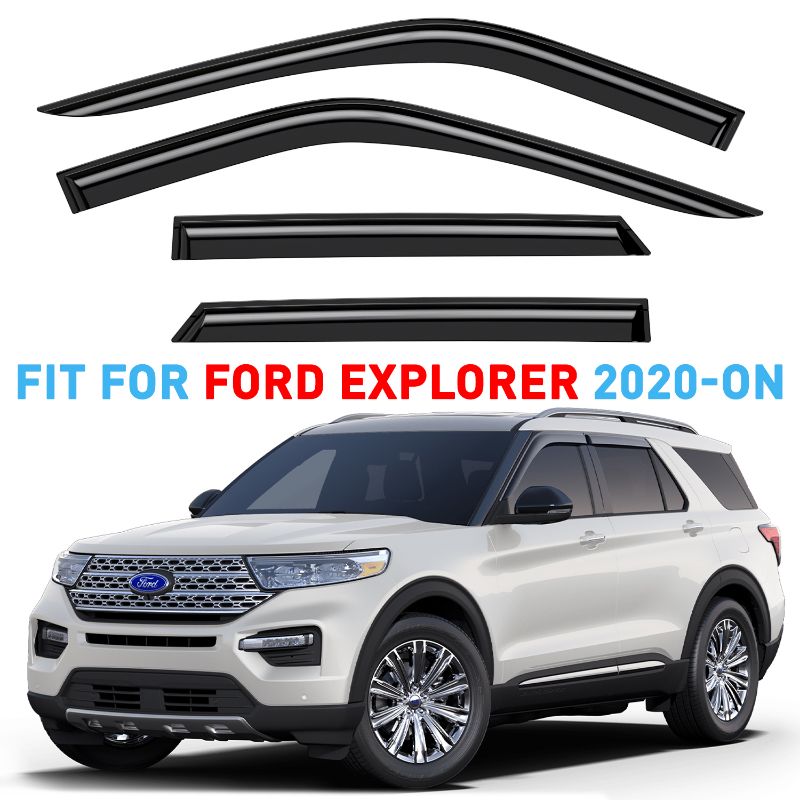 Photo 1 of GrandWheel Co Smoke Tinted Tape-On Side Window Vent Visor Deflectors Rain Guards Compatible with Ford Explorer 2020-2024 - 4pcs. GW0384
