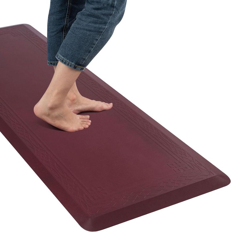 Photo 1 of Anti Fatigue Kitchen Mat by DAILYLIFE, 3/4" Thick Kitchen Floor Mat, Standing Comfort Mat for Home, Office, Garage - Non-Slip Bottom, Cushioned, Waterproof & Easy-to-Clean (20" x 42", Burgundy)
