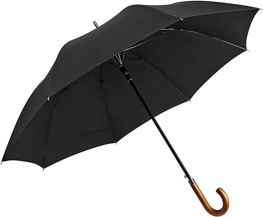 Photo 1 of G4Free Wooden J Handle Umbrella 54 Inch Large Auto Open Classic Windproof Rain Stick Umbrellas for Men Women
