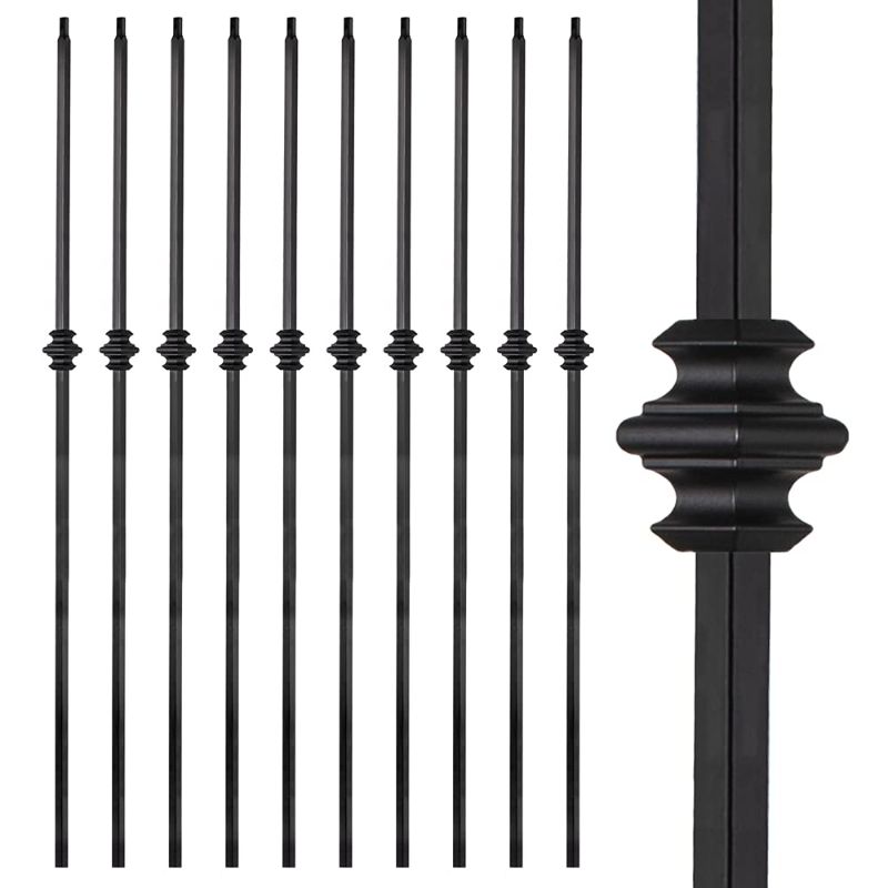 Photo 1 of Wrought Iron Balusters - Hollow Single Knuckle Stair spindles - Railing Spindles - 44 in X 1/2 in - Box of 10 (Satin Black)
