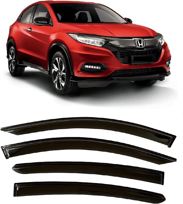 Photo 1 of 2016-2022 Tape-On Side Window Visor Deflectors for Honda HR-V Lx Ex Sport Ex-L HRV Smoke Tinted Rain Guards 2017 2018 2019 2020 2021
