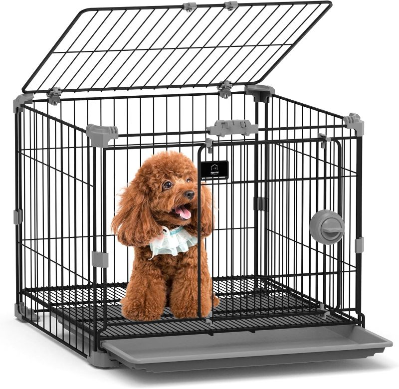 Photo 1 of Dog Crate for  Dogs, Black Thick Metal Dog Kennel Indoor Wire Cage with Double Door and Removable Tray for Pets,Puppy
