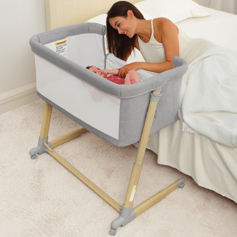 Photo 1 of PamoBabe Baby Bassinets,All mesh Bedside Sleeper,Portable for Safe Co-Sleeping,Adjustable Crib,Baby Bed for Infant Newborn
