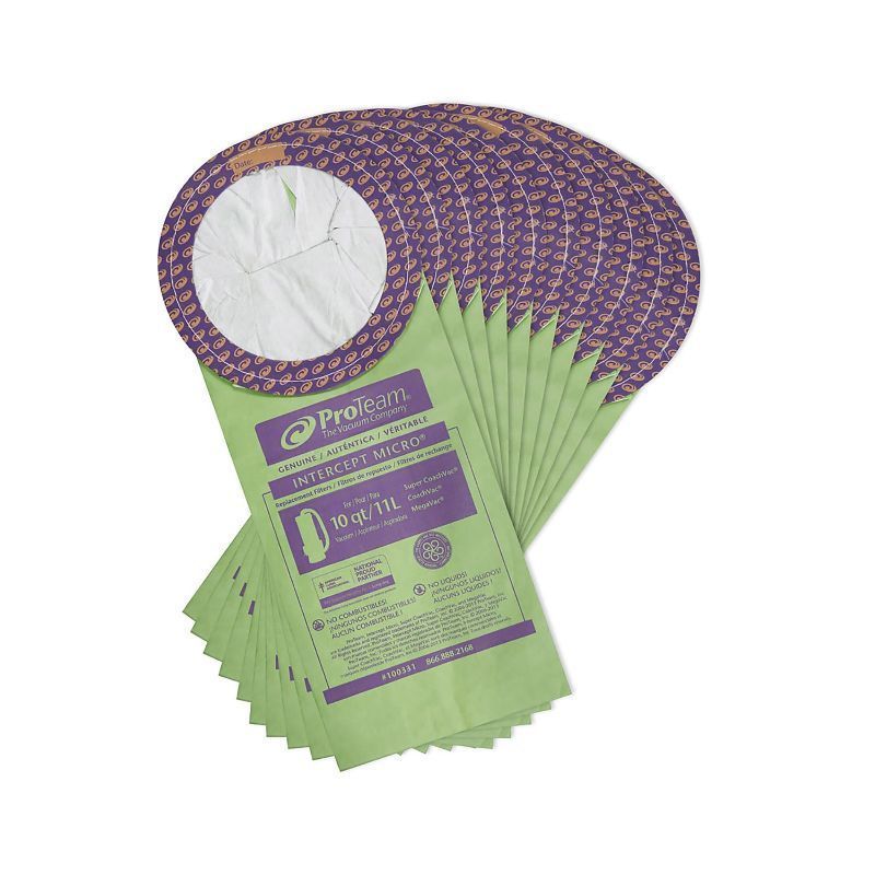 Photo 1 of ProTeam Micro Filter Bags Green/Purple 10/Pack (100331) 812348
