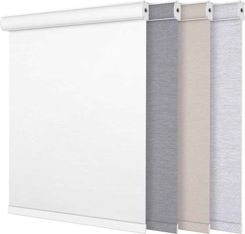 Photo 1 of Boolegon Blackout Roller Shades for Windows Roller Blinds with Cassette Valance Roller Window Blinds Thermal Insulation Energy Saving Shades for Home Door Office, Pure White, Custom Sizes
