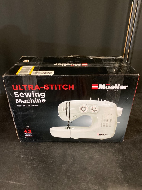 Photo 3 of Mueller Ultra Stitch, Easy to Use Sewing Machine, 110 Stitch Applications, LED Light, Foot Pedal, Reverse, Buttonhole, Button and Zipper Sewing, Thread Cutter, Removable Accessories Storage, White
