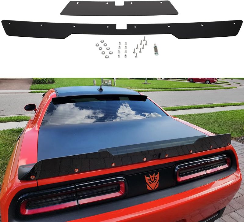 Photo 1 of Bonbo Rear WickerBill Spoiler Fits for Dodge Challenger 2015-2022 2023 SRT RT Hellcat Scat Pack with Back up Camera, 2-Piece Rear Wicker Bill Spoiler Add-on Type Includes RivNut Tool
