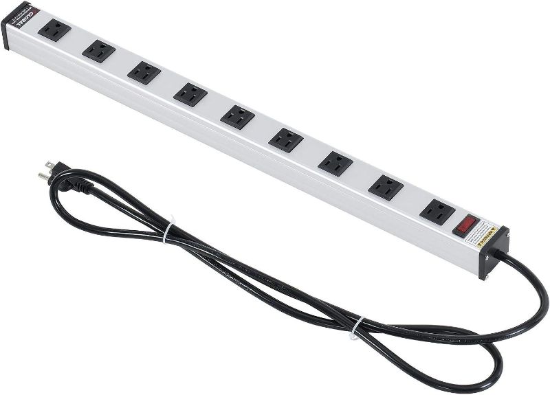 Photo 1 of Global Industrial 25" 10 Outlet Aluminum Power Strip with 6-ft Cord ETL/cETL
