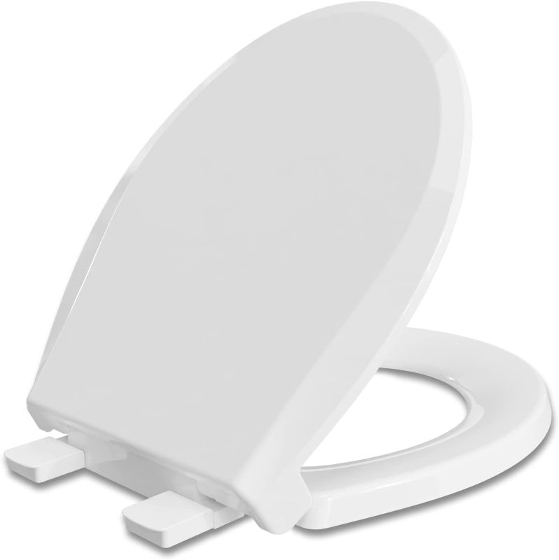 Photo 1 of Round Toilet Seat, Slow Close Quick-Release Hinges, Heavy Duty Soft Close, Quiet-Close Lid And Seat For Standard Toilets, Easy To Install And Clean, Never Loosen, White
