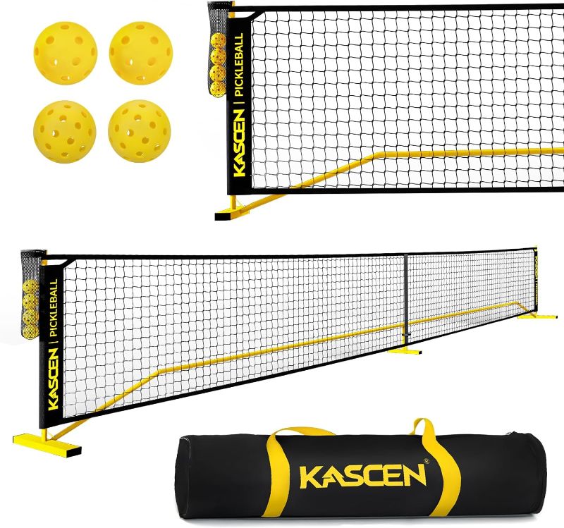 Photo 1 of Portable Pickleball Net for Driveway - 22FT official Regulation Size Pickleball Nets with Wheels, Court Markers, Ball Holder, Carry Bag, 4 Pickleballs Indoor and Outdoor
