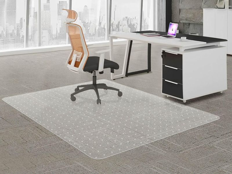 Photo 1 of Extra Large Office Chair Mat for Carpeted Floors, 48" x 60" Clear Desk Floor Mat for Low Pile Carpets- Easy Glide Plastic Floor Protector Mat for Office Chair On Carpets

