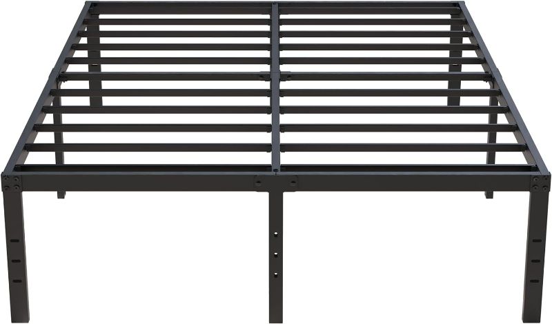 Photo 1 of Size Full - 18 Inch Full Size Bed Frame No Box Spring Need, Metal Platform Full Bed Frames with High Storage, Eassy Assembly 3,500 lbs Heavy Duty Bedframes, Black