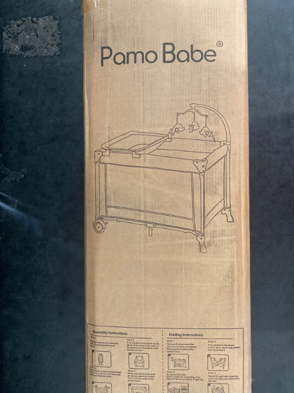 Photo 2 of Pamo Babe Portable Crib for Baby, Portable Baby Playpen with Bassinet and Changing Table Grey